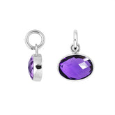 Radiant oval Sterling Silver pendant with faceted Amethyst Quartz stone